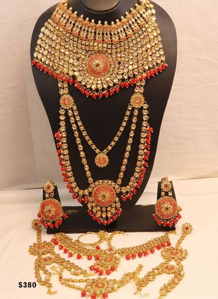 Orange Traditional Designer Chokar And Long Necklace Bridal Set Collection 380